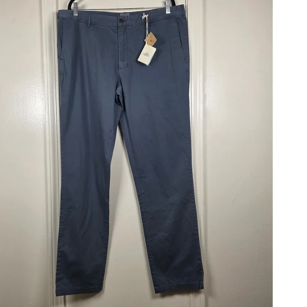 NEW Faherty Mens‎ Stretch Chino Pants Navy Blue Garment Dyed Size 38X34 Pockets